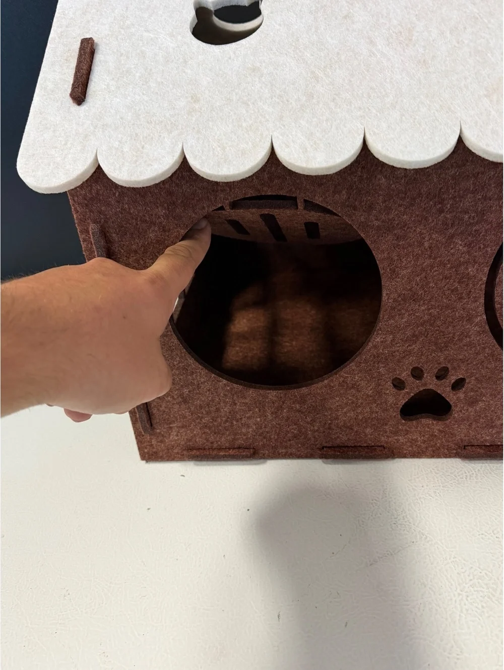 Felt Cat House Condo Indoor Kitten Bed Cave Pet Playhouse Brown Cream 19